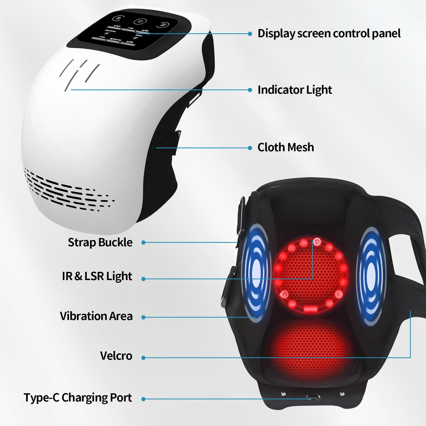 Rechargeable Heated Knee Massager with Vibration & Infrared Therapy