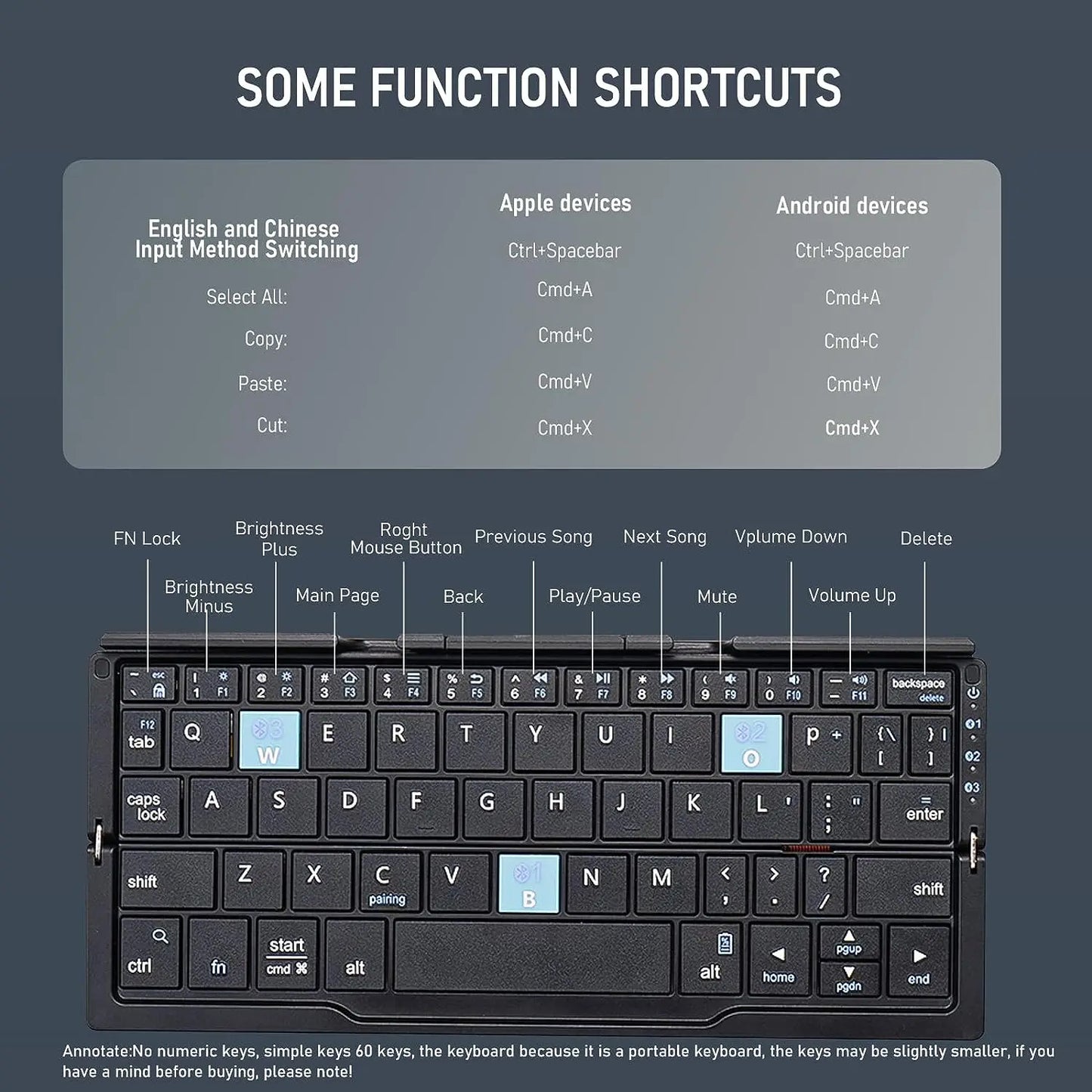 Folding Keyboard Bluetooth Rechargeable
