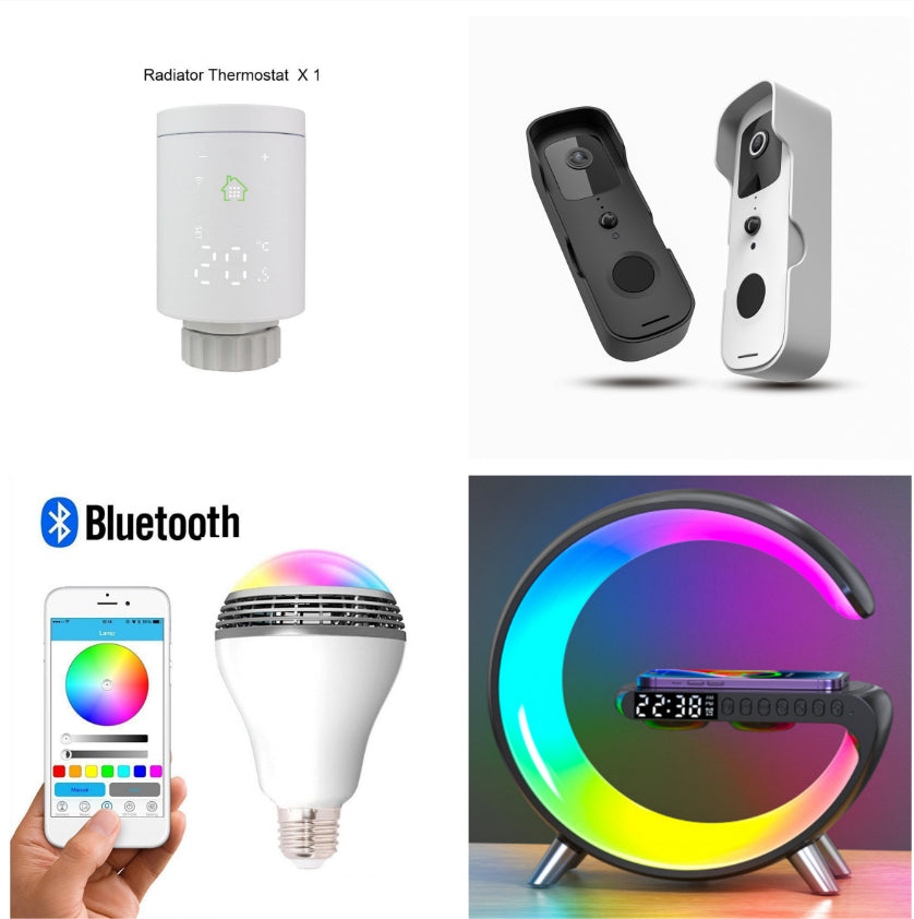 G-Shaped LED Lamp with Bluetooth Speaker & Wireless Charger