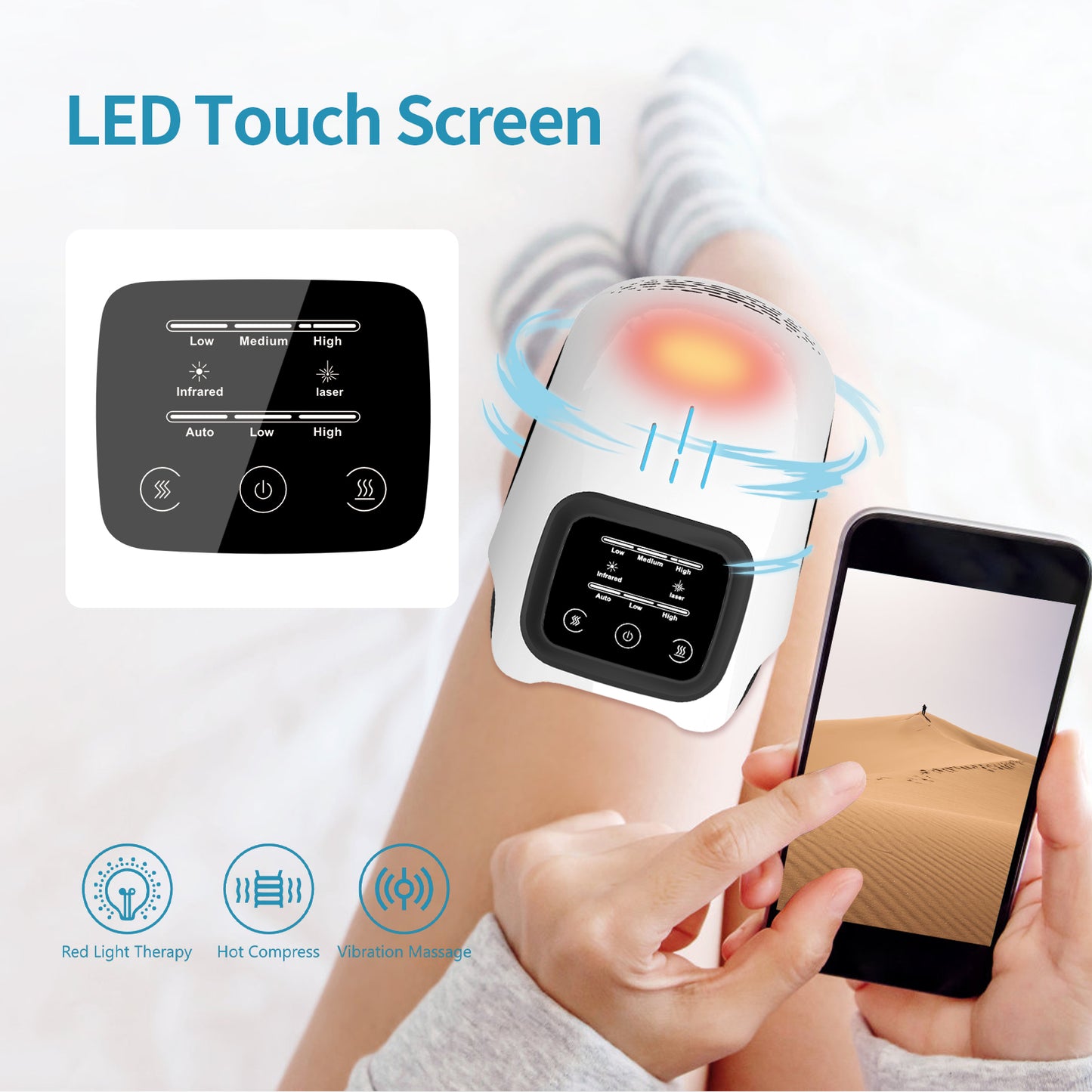Rechargeable Heated Knee Massager with Vibration & Infrared Therapy