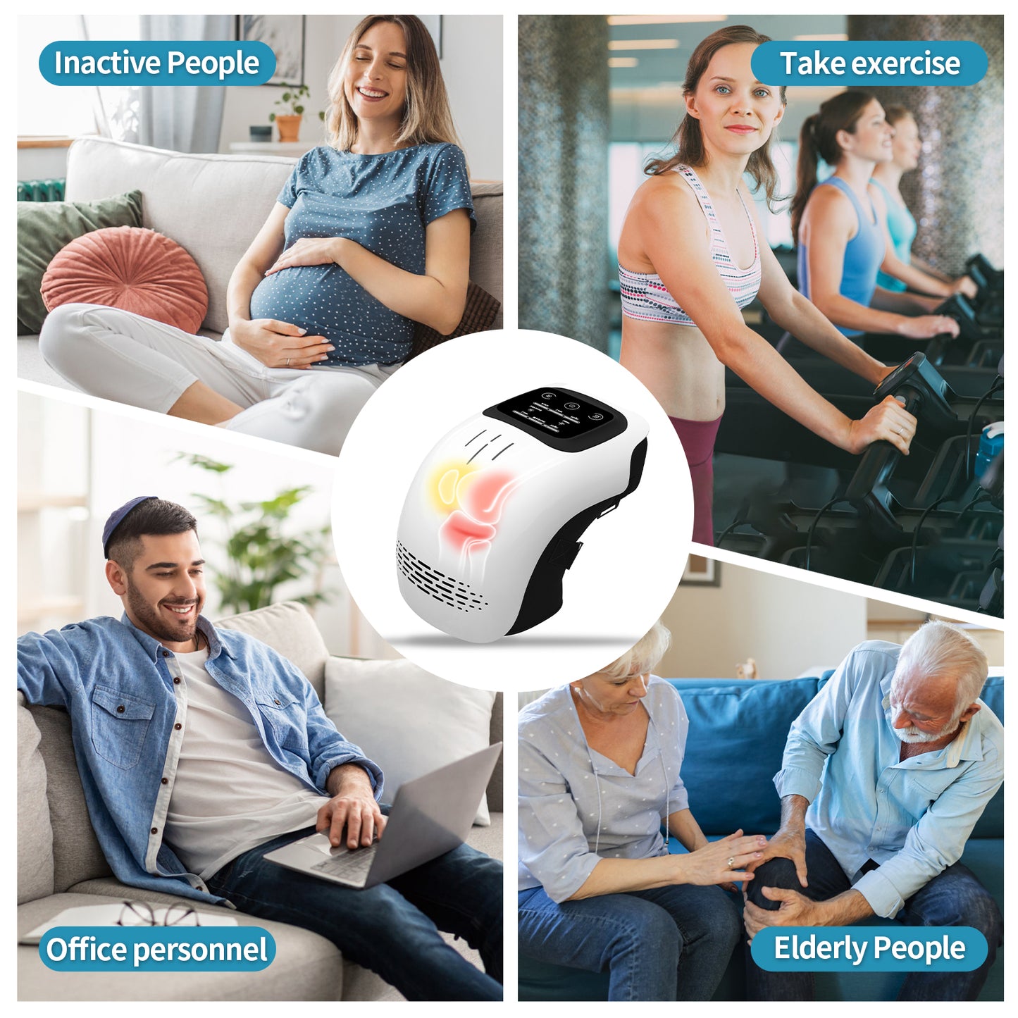 Rechargeable Heated Knee Massager with Vibration & Infrared Therapy